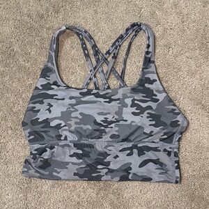 Gray Camouflage Razorback Sports Bra